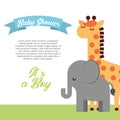 Animal cute baby shower invitation Royalty Free Stock Photo