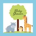 Animal cute baby shower invitation Royalty Free Stock Photo