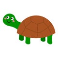Cute cartoon turtle in childlike flat style isolated on white background. Royalty Free Stock Photo