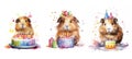 animal cute guinea pig birthday celebration ai generated Royalty Free Stock Photo