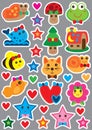 Animal cute small sticker magnet cut set Royalty Free Stock Photo