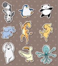 Animal dance stickers Royalty Free Stock Photo