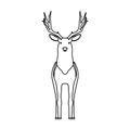 Animal deer outline silhouette vector icon illustration nature art design with horn. Wildlife deer line silhouette head drawing