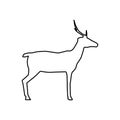 Animal deer outline silhouette vector icon illustration nature art design with horn. Wildlife deer line silhouette head drawing