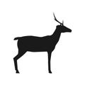 Animal deer solid black silhouette vector icon illustration nature art design with horn. Wildlife deer silhouette head drawing