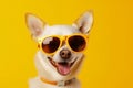 dog portrait sunglasses smile purebred pet background funny cute animal. Generative AI.