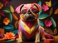 Animal dog illustration pop art, created from paper art. Royalty Free Stock Photo