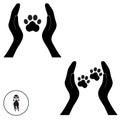 Animal dog paw in people hand 1