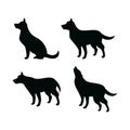 Dog side view black silhouette icon set vector Royalty Free Stock Photo