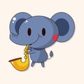 Animal elephant playing instrument cartoon theme elements