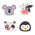 Animal emotion avatar vector icon