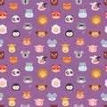 Animal emotion avatar vector illustration icons seamless pattern