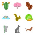 Animal environment icons set, cartoon style Royalty Free Stock Photo