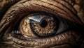 Animal eye staring, beauty in nature reflection generated by AI