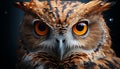 Animal eye staring, owl wisdom symbolizes nature cute Halloween generated by AI Royalty Free Stock Photo