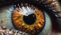 Animal eye staring, reflecting beauty in nature generated by AI