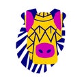 Animal face cartoon illustration, Mayan aztec totem style mask