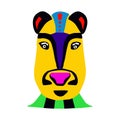 Animal face cartoon illustration, Mayan aztec totem style mask