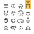 Animal face icons set.