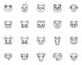 Animal face line icons set Royalty Free Stock Photo