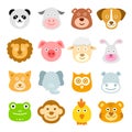 Animal Faces Icons, Baby Animal Heads, Zoo, Nature Royalty Free Stock Photo