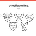 Animal faces of the line vector