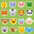 Animal faces sticker collection