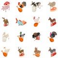 Animal factory icons set, isometric style Royalty Free Stock Photo