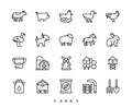 Animal and farm line icon set