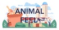 Animal feed typographic header. Fodder industry production for pet