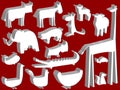Animal figurines over red background Royalty Free Stock Photo