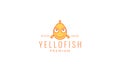 Animal fish head line cute cartoon smile logo vector icon illustration design Royalty Free Stock Photo