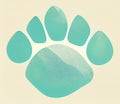 Animal five-toed footprint. Ornamental animal paw print. Digital illustration based on render by neural network