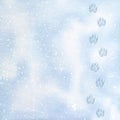 Animal foot prints to a snowy. Tracks in the snow. Dog footprints in the snow. Texture of snow surface. Vector Royalty Free Stock Photo