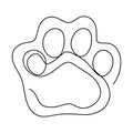 Animal footprint in continuous line drawing style. Line art symbol of animal footprint. Vector illustration. Abstract Royalty Free Stock Photo