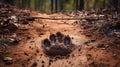 Animal footprint on the ground. Selective focus. Royalty Free Stock Photo