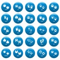 Animal footprint icons set blue, simple style Royalty Free Stock Photo