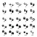 Animal footprint icons set, simple style Royalty Free Stock Photo