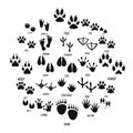Animal footprint icons set, simple style Royalty Free Stock Photo