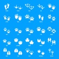 Animal footprint icons set, simple style