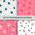 Animal footprint, polka, heart repeat pattern set.