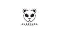 Animal head cartoon lines cute panda angry logo design vector icon symbol graphic illustration Royalty Free Stock Photo