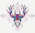 Animal head deer triangular pixel icon