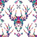 Animal head deer triangular pixel icon