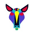 Animal head face in totem mask style. Abstract carton character horse or cow. Vector