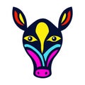 Animal head face in totem mask style. Abstract carton character horse or cow. Vector