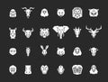 24 animal head icons. Unique vector geometric illustration collection representing some of the most famous wild life animals.