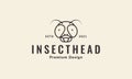Animal head insect flies lines cute logo symbol vector icon illustration design