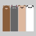 Animal head set. Cartoon kawaii baby bear, cat, dog, panda.