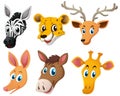 Animal heads on white background Royalty Free Stock Photo
